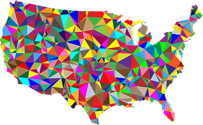 Colorful stylized map of the USA