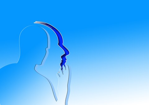 Abstract thinking profiles of humans set in blues