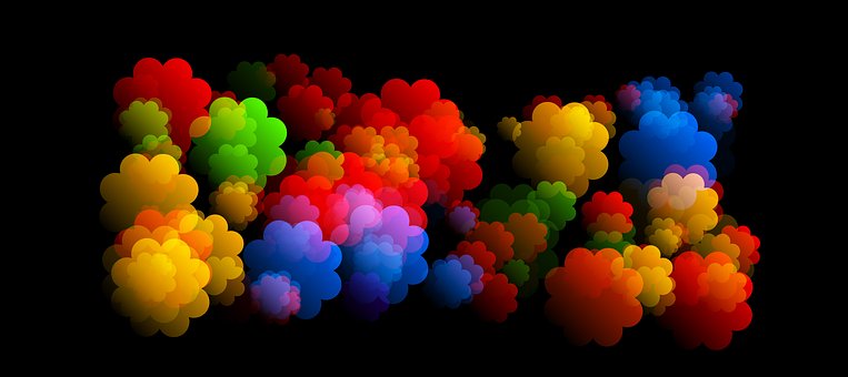 Abstract multi-colored cloud puffs