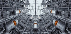 Space age looking elevators in Berlin