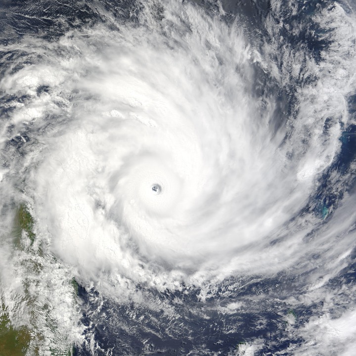 Ariel view of a hurricane in rotation