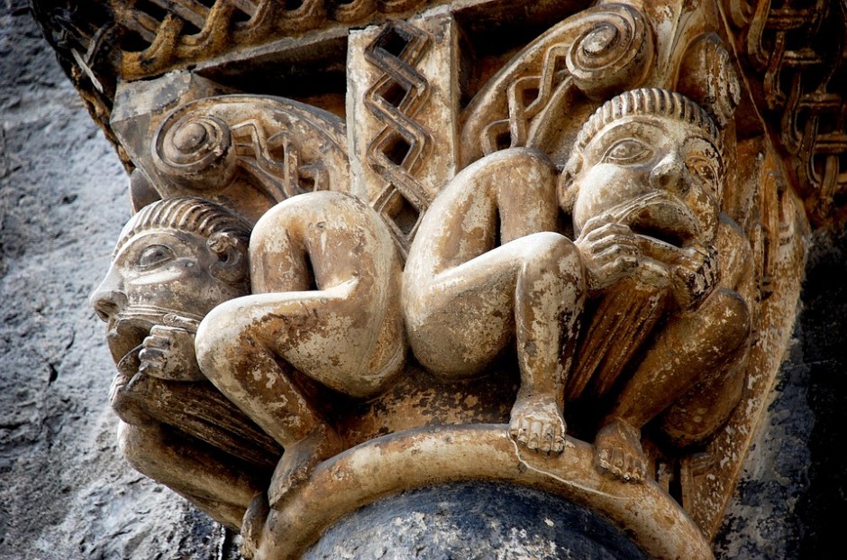 Gargoyles with surprise expressions