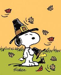 Snoopy dressed as a pilgrim for Thanksgiving