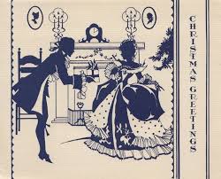 Black and white colonial cut-out figures during Christmas