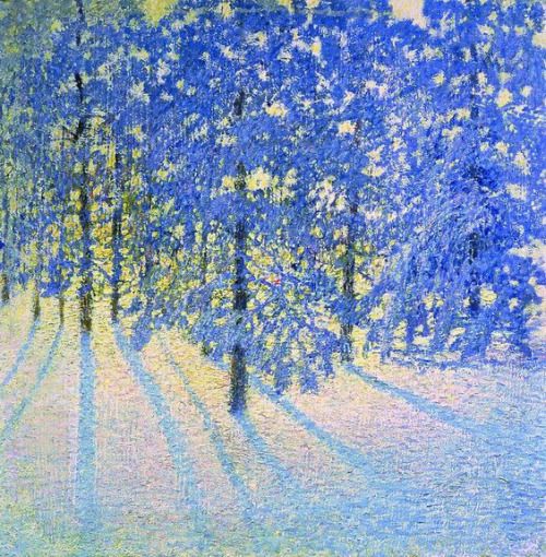 Igor Emmanuilovich Grabar's impressionist painting of sunrise with snow