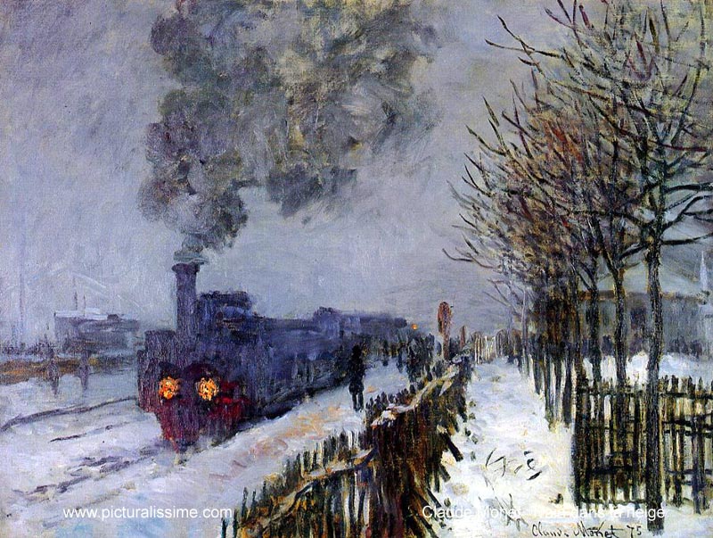 Claude Monet Train in the Snow, the Locomotive. 1875