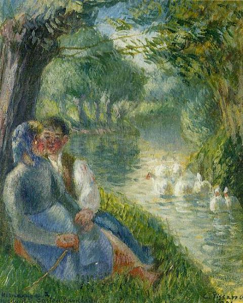 "Amoureux assis au pied d'un saule" by Camille Pissarro