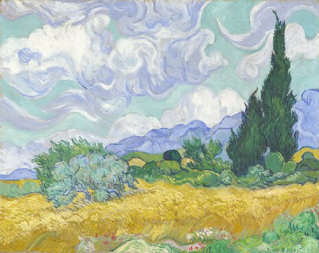 A Wheat field with Cypresses by Vincent van Gogh, 1889